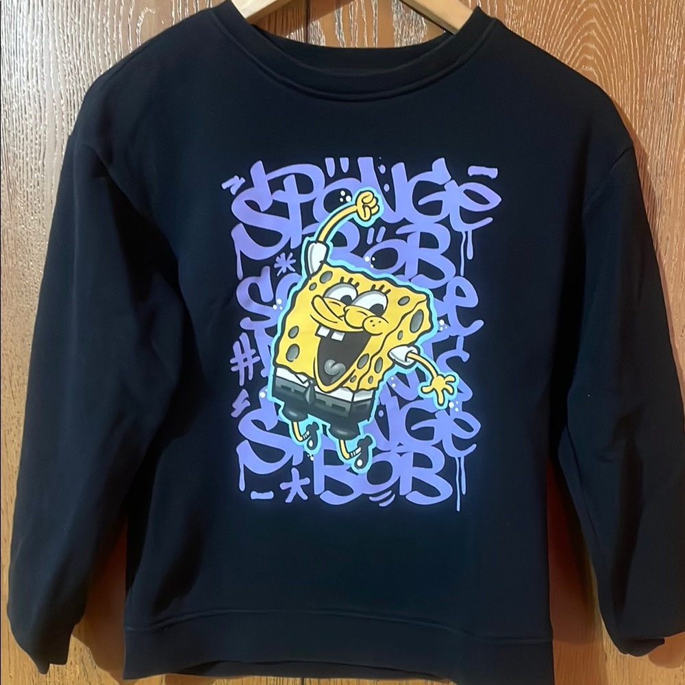SpongeBob Squarepants Black and Purple Hoodie Sweatshirt